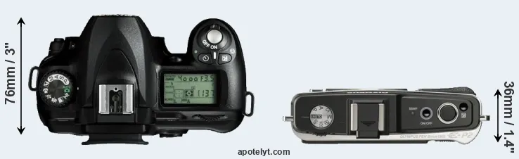 Compare D50 versus E-P2 top