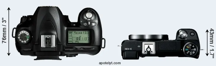 Compare D50 versus NEX-6 top