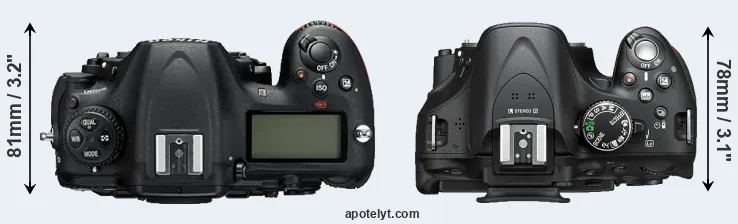 Compare D500 versus D5200 top