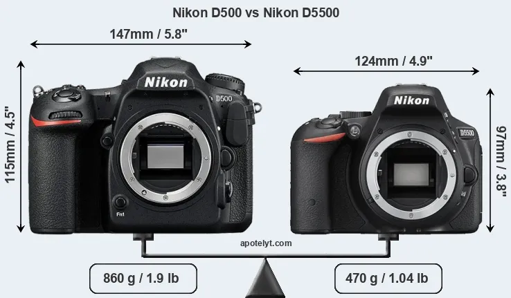 Size Nikon D500 vs Nikon D5500