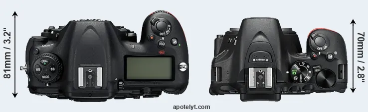 Compare D500 versus D5500 top