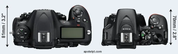 Compare D500 versus D5600 top