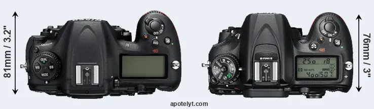 Compare D500 versus D7200 top