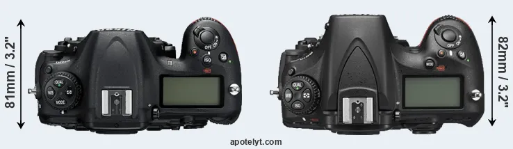 Compare D500 versus D810 top