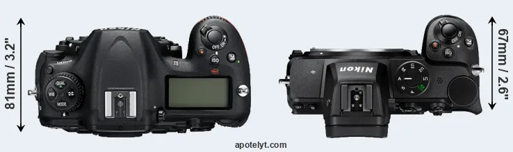 Compare D500 versus Z5 top