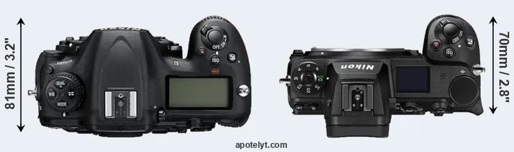 Compare D500 versus Z6 II top