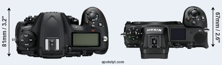 Compare D500 versus Z7 top