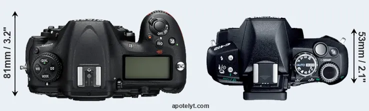 Compare D500 versus E-410 top