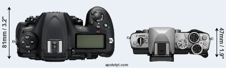 Compare D500 versus E-M10 II top