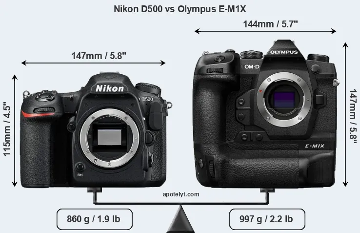 Size Nikon D500 vs Olympus E-M1X