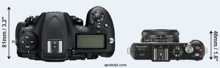 Compare D500 versus LX7 top
