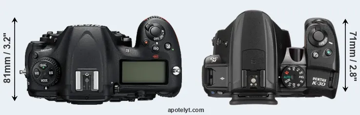 Compare D500 versus K-30 top
