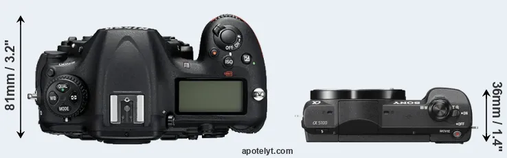 Compare D500 versus A5100 top