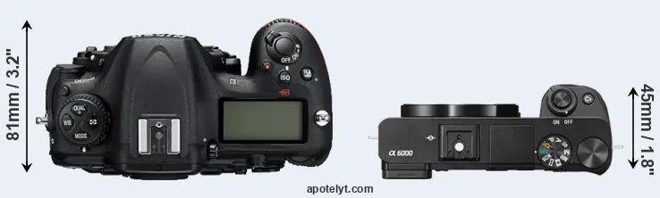 Compare D500 versus A6000 top