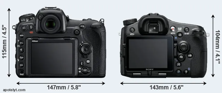 Comparison D500 or A77 rear