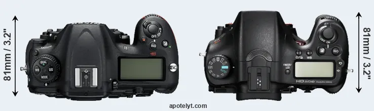 Compare D500 versus A77 top