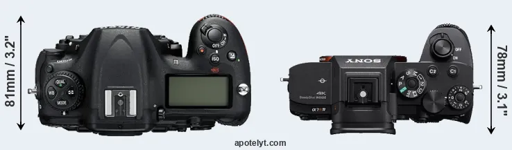 Compare D500 versus A7R IVA top