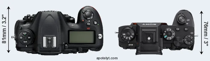 Compare D500 versus A9 II top
