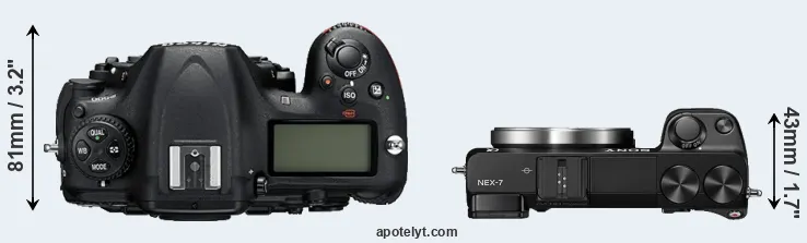 Compare D500 versus NEX-7 top