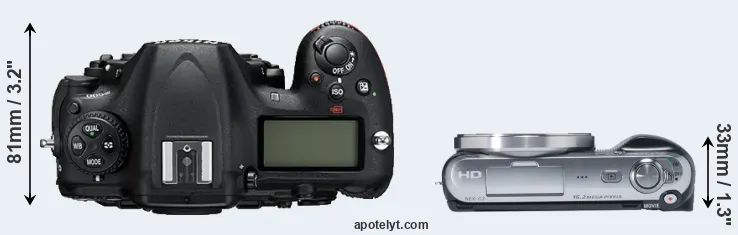 Compare D500 versus NEX-C3 top