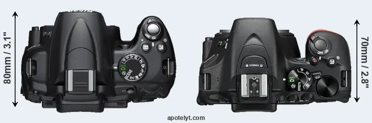 Compare D5000 versus D5500 top