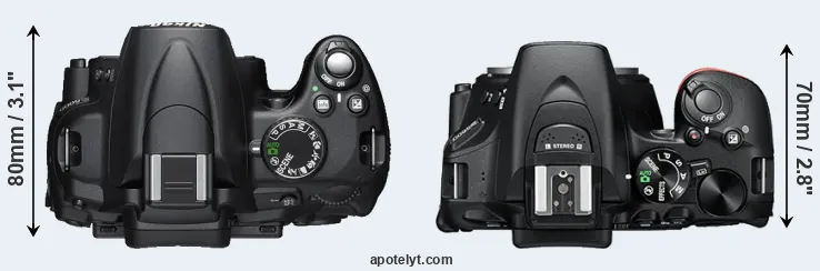 Compare D5000 versus D5600 top
