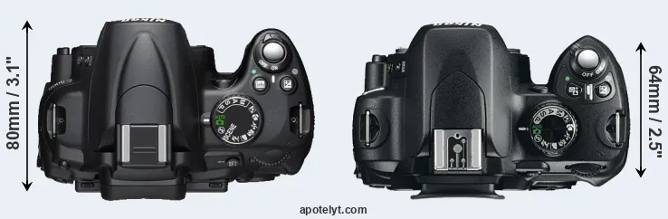 Compare D5000 versus D60 top