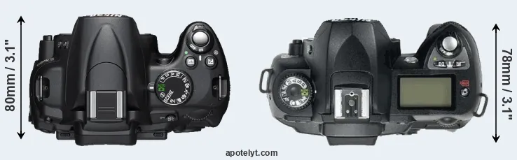 Compare D5000 versus D70 top