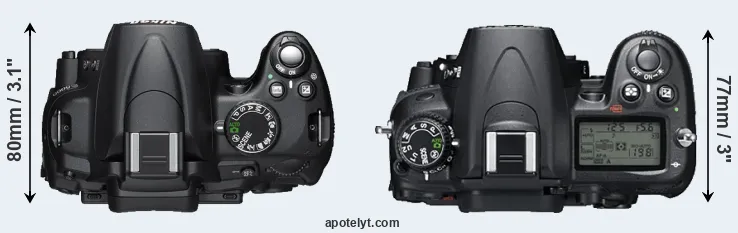 Compare D5000 versus D7000 top