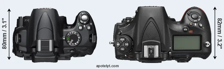 Compare D5000 versus D810 top