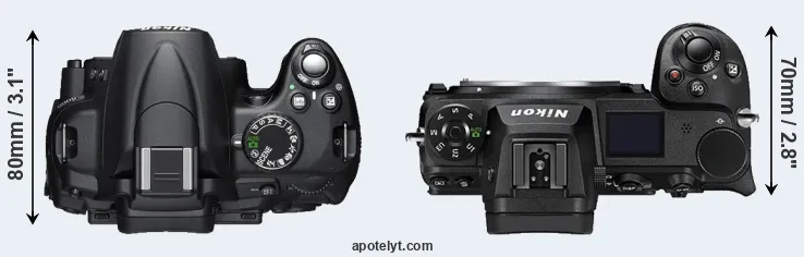 Compare D5000 versus Z6 II top