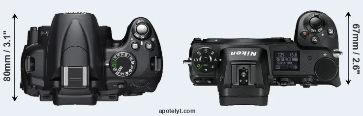 Compare D5000 versus Z6 top