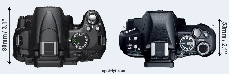 Compare D5000 versus E-410 top