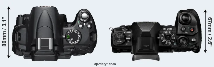 Compare D5000 versus E-M1 II top