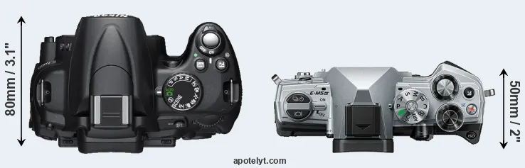 Compare D5000 versus E-M5 III top