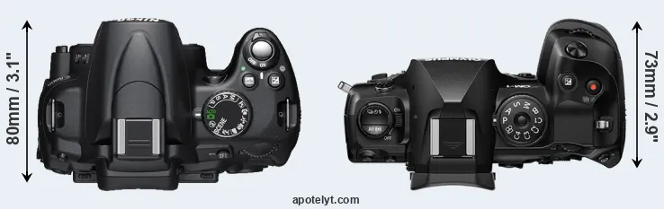 Compare D5000 versus OM-1 top