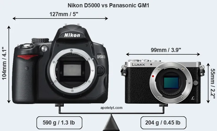 Size Nikon D5000 vs Panasonic GM1
