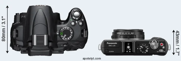Compare D5000 versus LX5 top