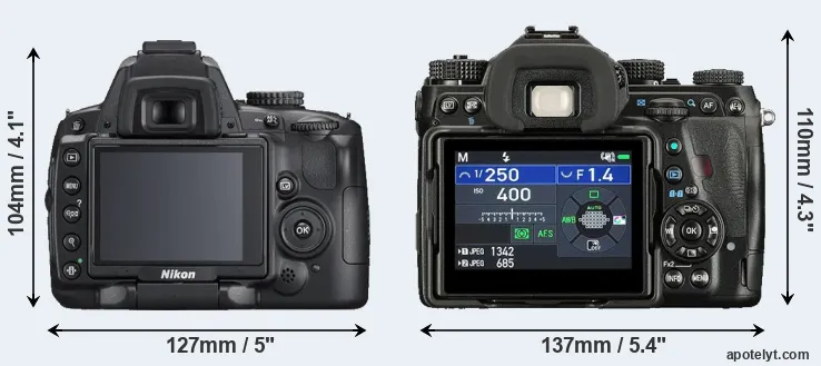 Comparison D5000 or K-1 II rear