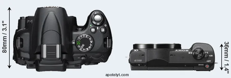 Compare D5000 versus A5100 top