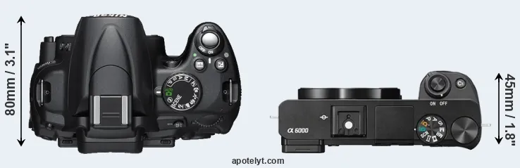Compare D5000 versus A6000 top