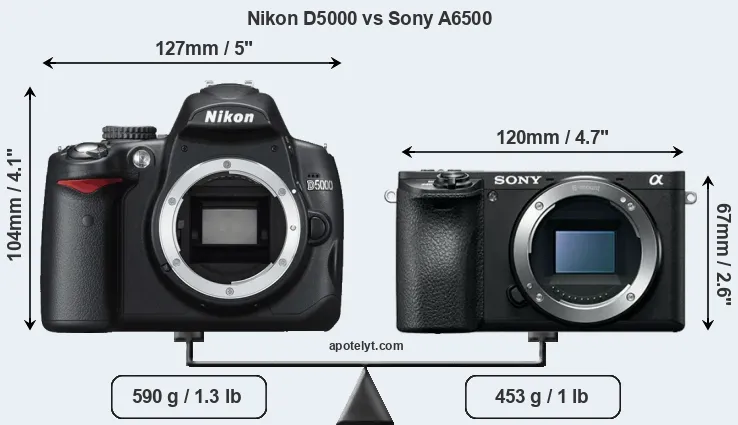Size Nikon D5000 vs Sony A6500