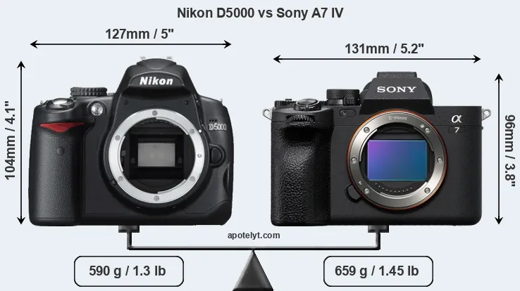Size Nikon D5000 vs Sony A7 IV