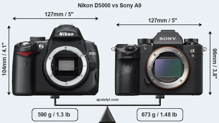 Size Nikon D5000 vs Sony A9