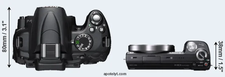 Compare D5000 versus NEX-5N top