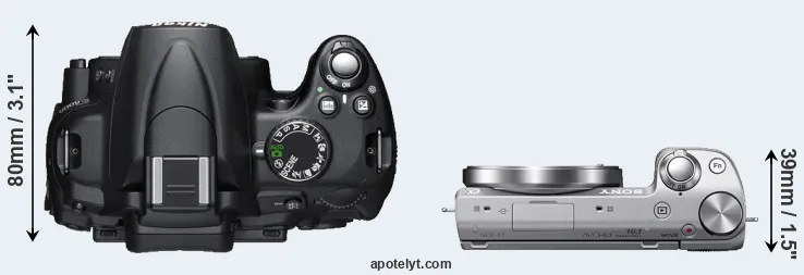 Compare D5000 versus NEX-5T top