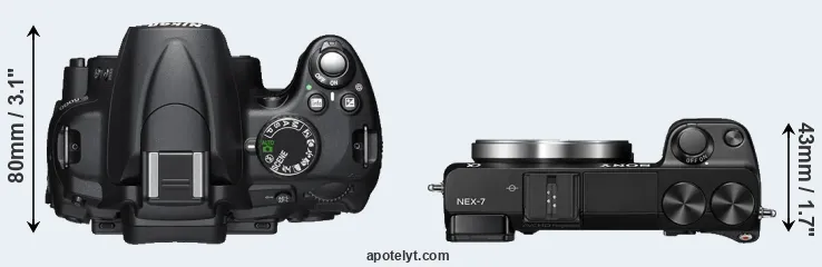 Compare D5000 versus NEX-7 top