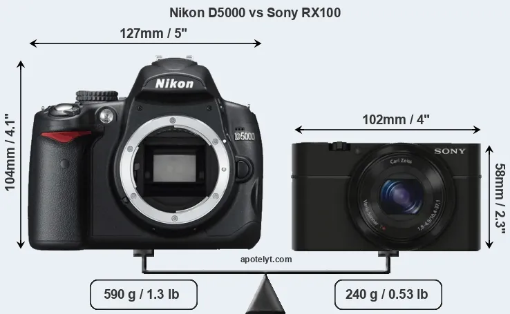 Size Nikon D5000 vs Sony RX100