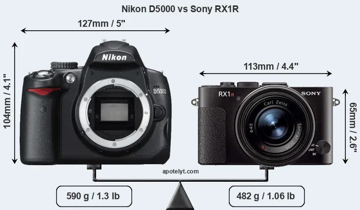 Size Nikon D5000 vs Sony RX1R