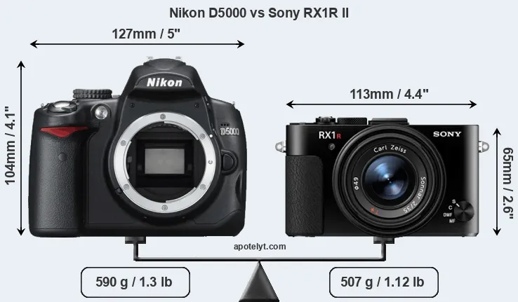Size Nikon D5000 vs Sony RX1R II